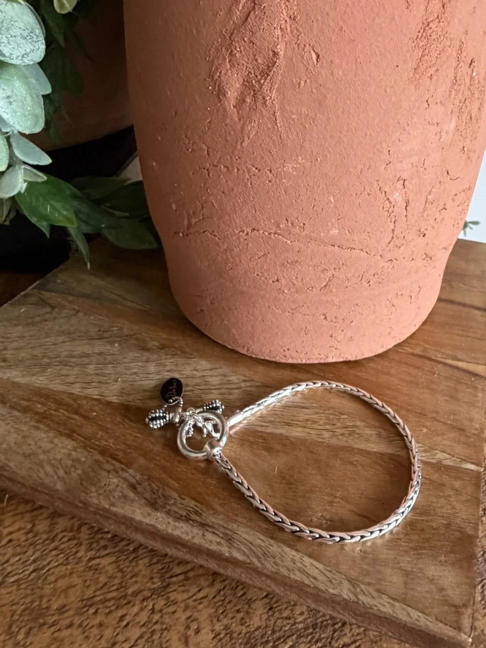Da Vinci Silver Tone Braided Bracelet for Sliding Charms or Wear Alone Sized